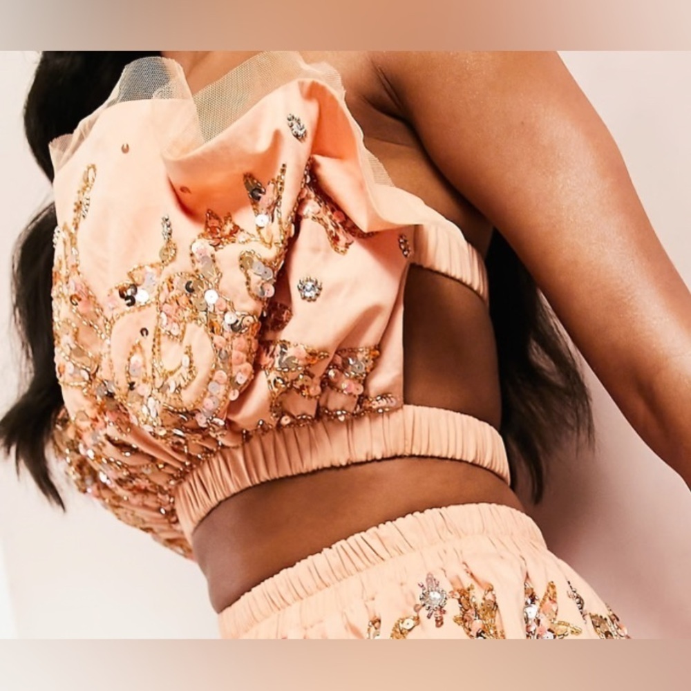 ASOS Peach Embellished Crop Top - Picture 2 of 6